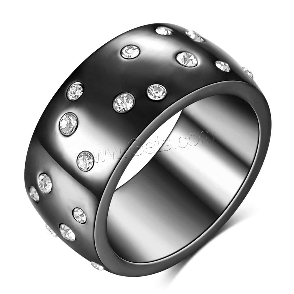 Titanium Steel Finger Ring, plated, different size for choice & for woman & with rhinestone, more colors for choice, 10mm, US Ring Size:7-12, Sold By PC