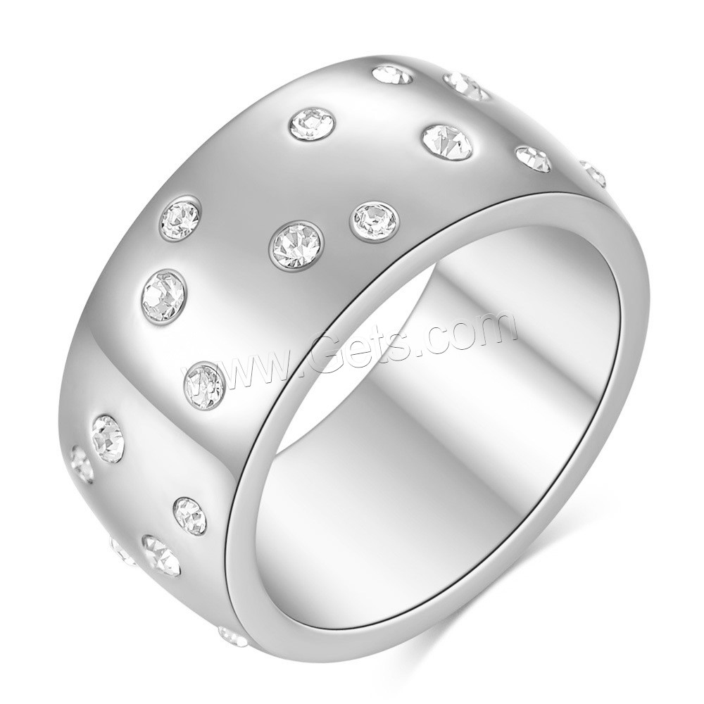 Titanium Steel Finger Ring, plated, different size for choice & for woman & with rhinestone, more colors for choice, 10mm, US Ring Size:7-12, Sold By PC