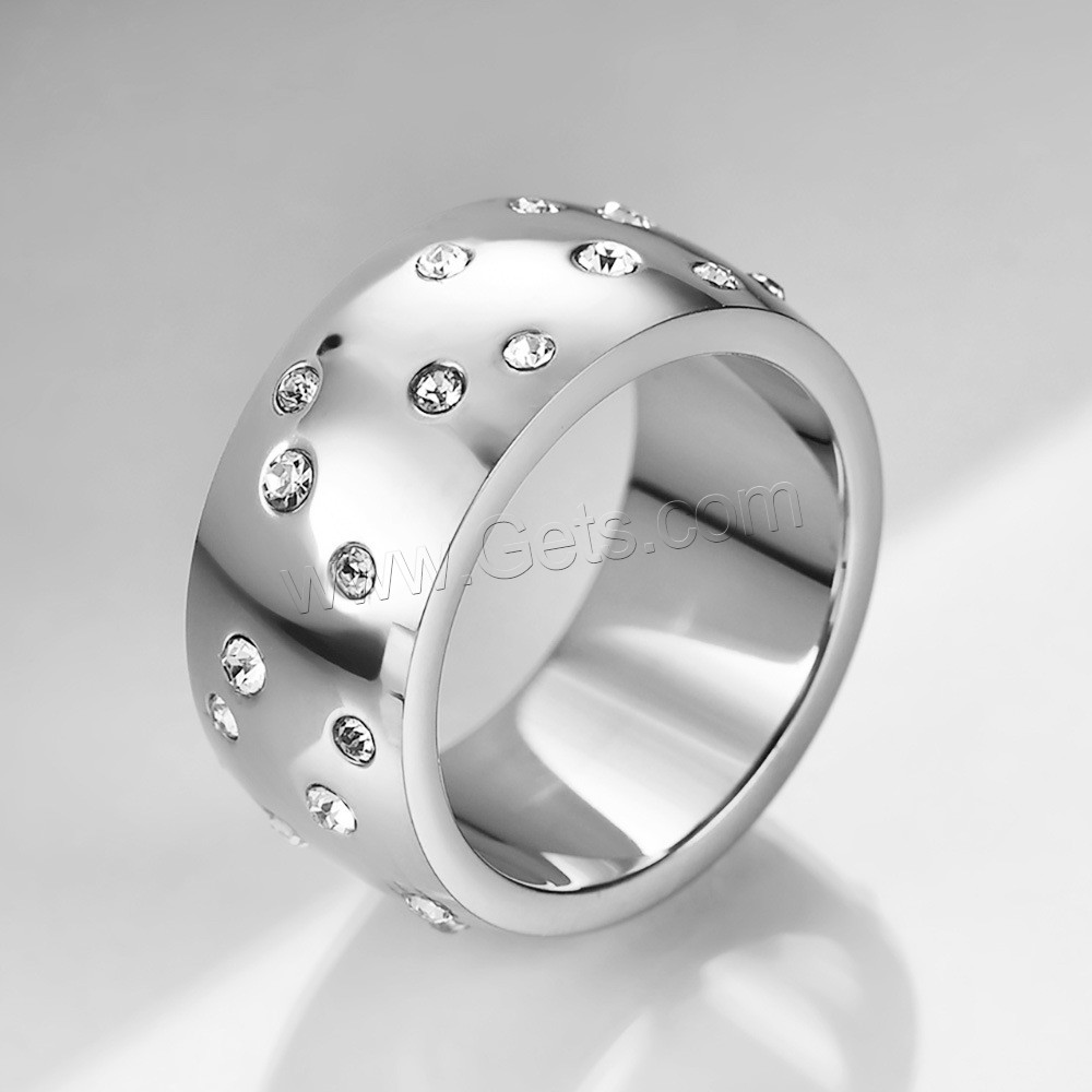 Anillo de dedo de acero Titanium de, Partículas de acero, chapado, diverso tamaño para la opción & para mujer & con diamantes de imitación, más colores para la opción, 10mm, tamaño:7-12, Vendido por UD