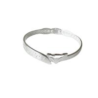 Brass Cuff Bangle, Fox, silver color plated, Adjustable & for woman 