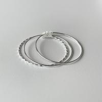 Brass Bangle, silver color plated, three layers & for woman, 56mm 