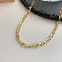 Brass Chain Necklace, plated, mariner chain & for woman Approx 15.74 Inch 