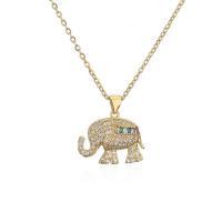 Cubic Zircon Micro Pave Brass Necklace, with 1.96 inch extender chain, Elephant, 18K gold plated, micro pave cubic zirconia & for woman Approx 15.74 Inch 