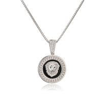 Cubic Zircon Micro Pave Brass Necklace, with 1.96 inch extender chain, Lion, plated, micro pave cubic zirconia & for woman & enamel Approx 15.74 Inch 
