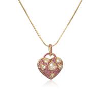 Cubic Zircon Micro Pave Brass Necklace, with 1.96 inch extender chain, 18K gold plated, micro pave cubic zirconia & for woman Approx 15.74 Inch 