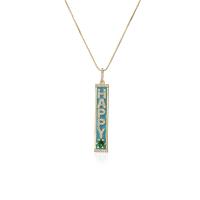 Cubic Zircon Micro Pave Brass Necklace, with 1.96 inch extender chain, Rectangle, 18K gold plated, micro pave cubic zirconia & for woman & enamel Approx 15.74 Inch 