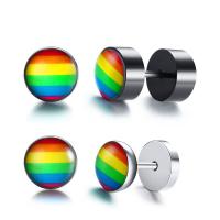 Stainless Steel Stud Earring, plated, rainbow design & Unisex 