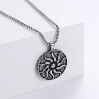 Stainless Steel Necklace, Round, fashion jewelry & sun design & for man, original color .62 Inch 