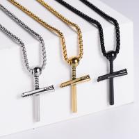 304 Stainless Steel Necklace, Cross, polished, fashion jewelry & for man .62 Inch 