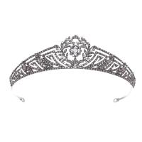 Bridal Tiaras, Zinc Alloy, Crown, plated, for woman & with rhinestone, silver color 