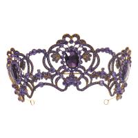 Bridal Tiaras, Zinc Alloy, with Crystal, Crown, plated, for woman & with rhinestone, mixed colors 
