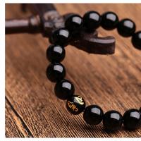 Black Stone Bracelet, Unisex & gold accent, black, 12mm cm 