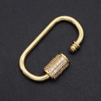 Brass Screw Carabiner Lock Charms, plated, DIY & micro pave cubic zirconia, golden 