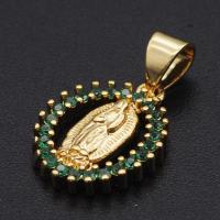 Cubic Zirconia Micro Pave Brass Pendant, Virgin Mary, plated, DIY & micro pave cubic zirconia 
