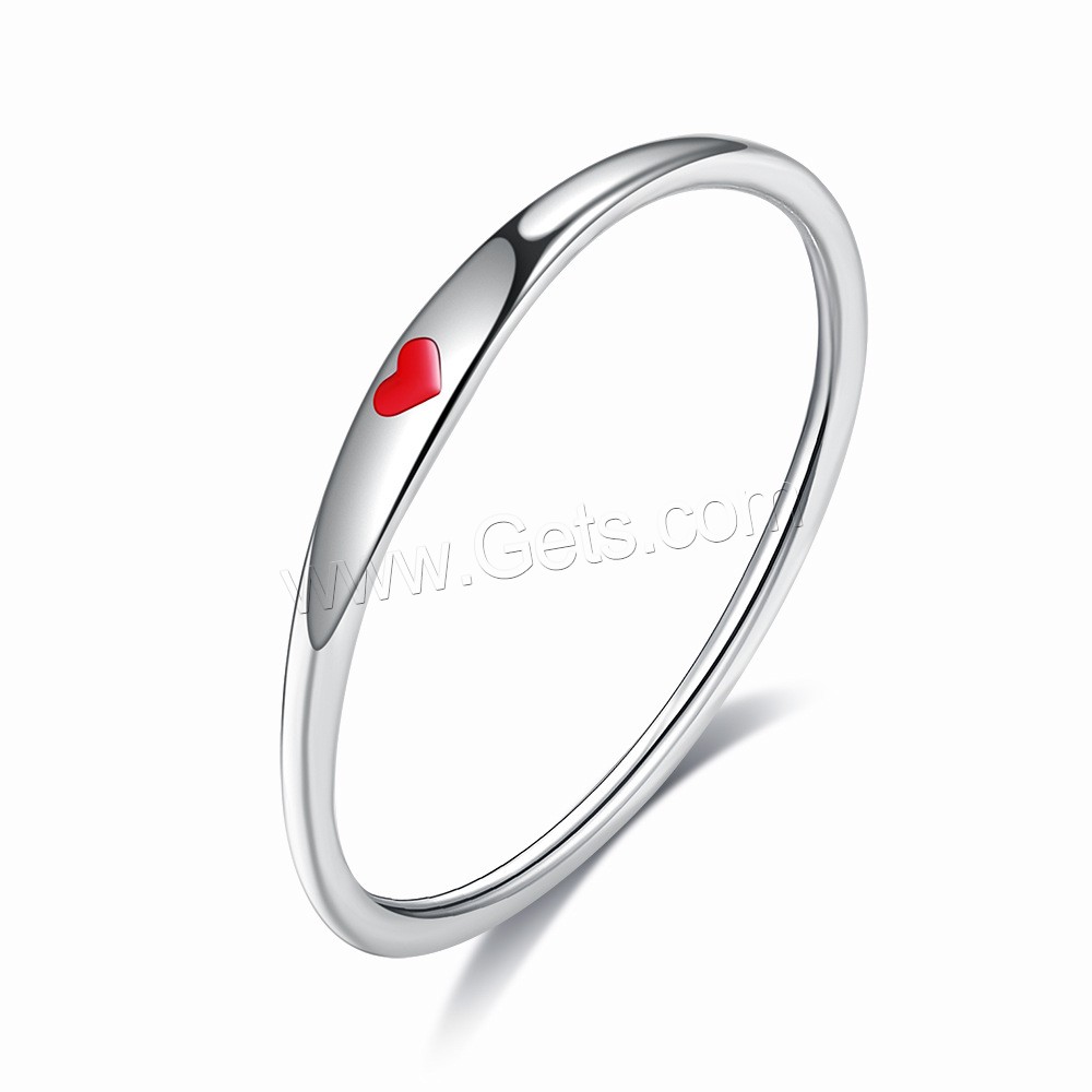 Sterling Silver Finger Ring, 925 Sterling Silver, platinum plated, Unisex & with heart pattern & different size for choice & enamel, more colors for choice, US Ring Size:6-10, Sold By PC