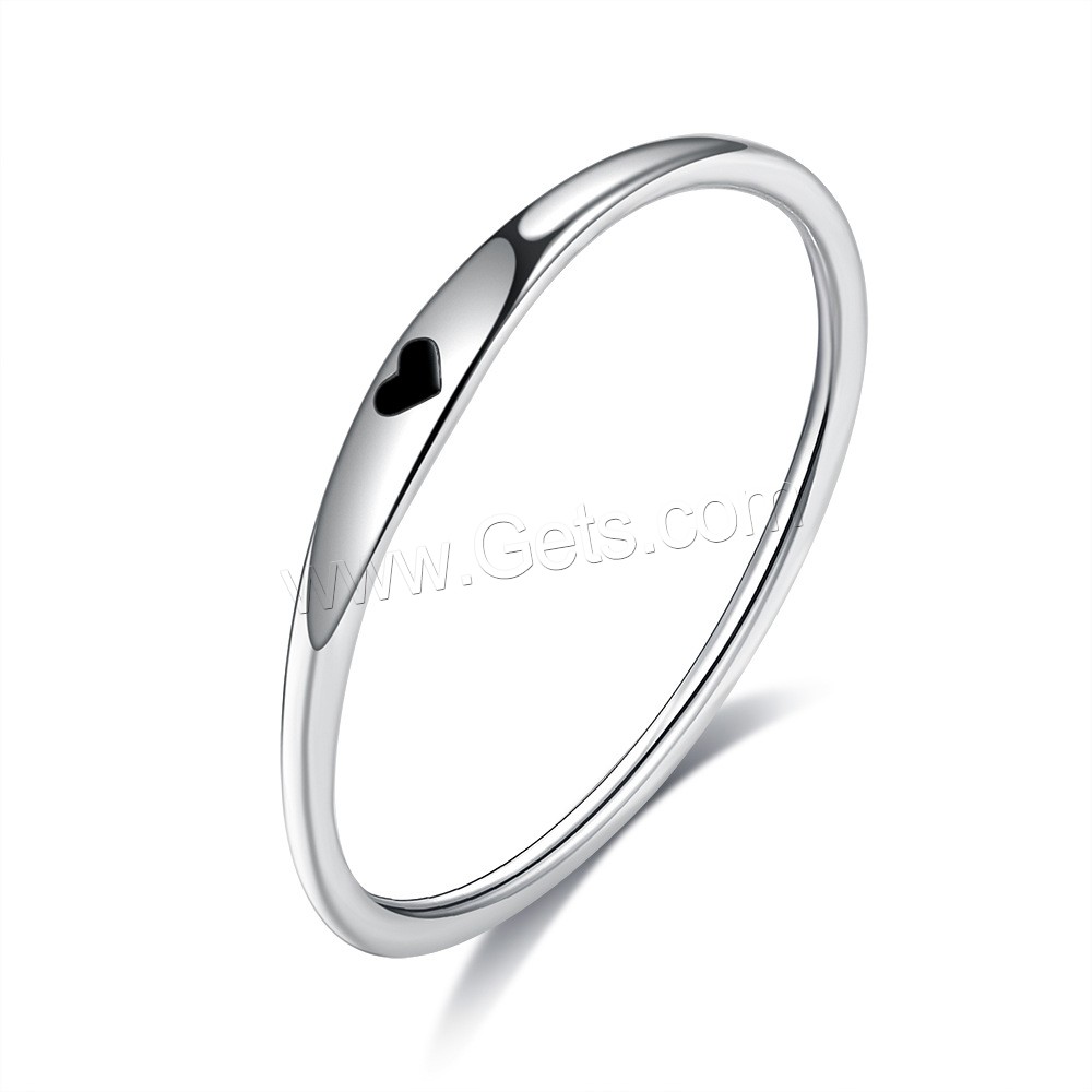 Sterling Silver Finger Ring, 925 Sterling Silver, platinum plated, Unisex & with heart pattern & different size for choice & enamel, more colors for choice, US Ring Size:6-10, Sold By PC