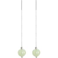 Sterling Silver Thread Through Earrings, 925 Sterling Silver, with Hetian Jade, Pumpkin, platinum plated, fashion jewelry & box chain & for woman 