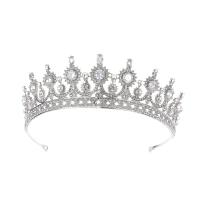 Bridal Tiaras, Zinc Alloy, Crown, platinum color plated, micro pave cubic zirconia & for woman & with rhinestone 