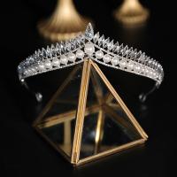 Braut Diademe, Strass, mit Kunststoff Perlen & Zinklegierung, Krone, für Frau & mit Strass, Silberfarbe, 306x40mm, verkauft von PC