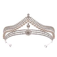 Bridal Tiaras, Zinc Alloy, with Plastic, Crown, for woman & with rhinestone, silver color 
