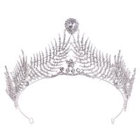 Bridal Tiaras, Zinc Alloy, Crown, platinum color plated, for woman & with rhinestone 