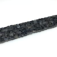 Labradorit Perlen, Würfel, poliert, schwarz, 4x4mm, Länge:ca. 15.35 ZollInch, ca. 90PCs/Strang, verkauft von Strang