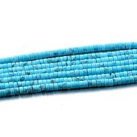 Schwarz Vein Türkis Perle, flache Runde, poliert, Türkisblau, 2x4mm, Länge:ca. 15.35 ZollInch, verkauft von Strang