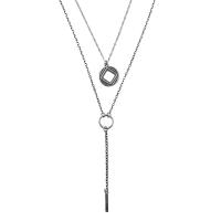 Sterling Silver Jewelry Necklace, 925 Sterling Silver, with 1.97inch extender chain, Double Layer & cross chain & for woman .75 Inch 