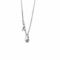 Sterling Silver Jewelry Necklace, 925 Sterling Silver, with 1.97inch extender chain, sideways chain & for woman .75 Inch 