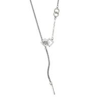 Sterling Silver Jewelry Necklace, 925 Sterling Silver, with 1.97inch extender chain, sideways chain & for woman .75 Inch 