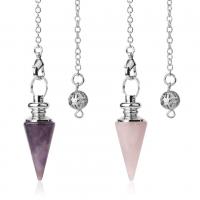 Zinc Alloy Pendulum, with Gemstone, Conical, platinum color plated & Unisex .09 Inch 