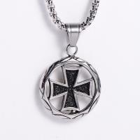 Stainless Steel Jewelry Necklace, 304 Stainless Steel, Round, fashion jewelry & with cross pattern & Unisex, original color .62 Inch 