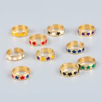 Zinc Alloy Cuff Finger Ring, fashion jewelry & with star pattern & for woman & enamel 