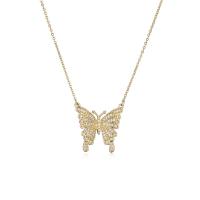 Cubic Zircon Micro Pave Brass Necklace, with 1.96 inch extender chain, Butterfly, 18K gold plated, micro pave cubic zirconia & for woman Approx 15.74 Inch 