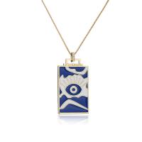 Evil Eye Jewelry Necklace, Brass, Rectangle, 18K gold plated & evil eye pattern & micro pave cubic zirconia & for woman & enamel Approx 15.74 Inch 