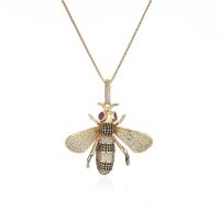 Cubic Zircon Micro Pave Brass Necklace, with 1.96 inch extender chain, Bee, 18K gold plated, micro pave cubic zirconia & for woman Approx 15.74 