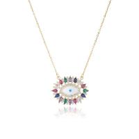 Cubic Zircon Micro Pave Brass Necklace, with 1.96 inch extender chain, Evil Eye, 18K gold plated & micro pave cubic zirconia & for woman Approx 15.74 Inch 