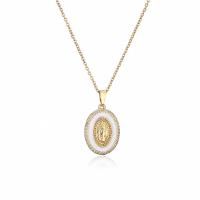 Cubic Zircon Micro Pave Brass Necklace, with 1.96 inch extender chain, 18K gold plated, micro pave cubic zirconia & for woman & enamel, white Approx 15.74 Inch 