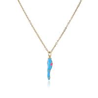 Brass Jewelry Necklace, with 1.96 inch extender chain, 18K gold plated, with star pattern & for woman & enamel Approx 15.74 Inch 