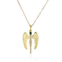 Cubic Zircon Micro Pave Brass Necklace, with 1.96 inch extender chain, Angel, 18K gold plated, micro pave cubic zirconia & for woman Approx 15.74 Inch 