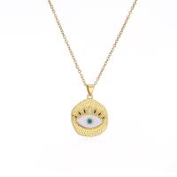 Cubic Zircon Micro Pave Brass Necklace, with 1.96 inch extender chain, 18K gold plated, evil eye pattern & micro pave cubic zirconia & for woman Approx 15.74 Inch 