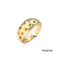 Латунь Манжеты палец кольцо, плакирован золотом, Регулируемый & инкрустированное микро кубического циркония & Женский, 18mm, продается PC