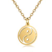 Stainless Steel Jewelry Necklace, with 1.97inch extender chain, plated, cross chain & ying yang & for woman .75 Inch 