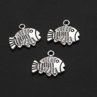 Zinc Alloy Animal Pendants, Fish, original color, 17mm 