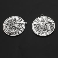 Zinc Alloy Jewelry Pendants, Round, with star pattern, original color, 25mm 