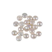 Half Drilled Cultured Freshwater Pearl Beads, Round, Natural & fashion jewelry & DIY, white, 9-10mm 