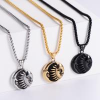 316L Stainless Steel Necklace, fashion jewelry & sun and moon & Unisex .62 Inch 