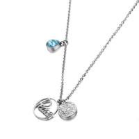 Stainless Steel Jewelry Necklace, plated, fashion jewelry & with rhinestone 450mm 
