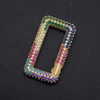 Cubic Zirconia Micro Pave Brass Pendant, Square, plated, DIY & micro pave cubic zirconia, mixed colors 