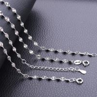 Серебряное ожерелье цепи, 925 пробы, покрытый платиной, различной длины для выбора & Мужская, продается Strand